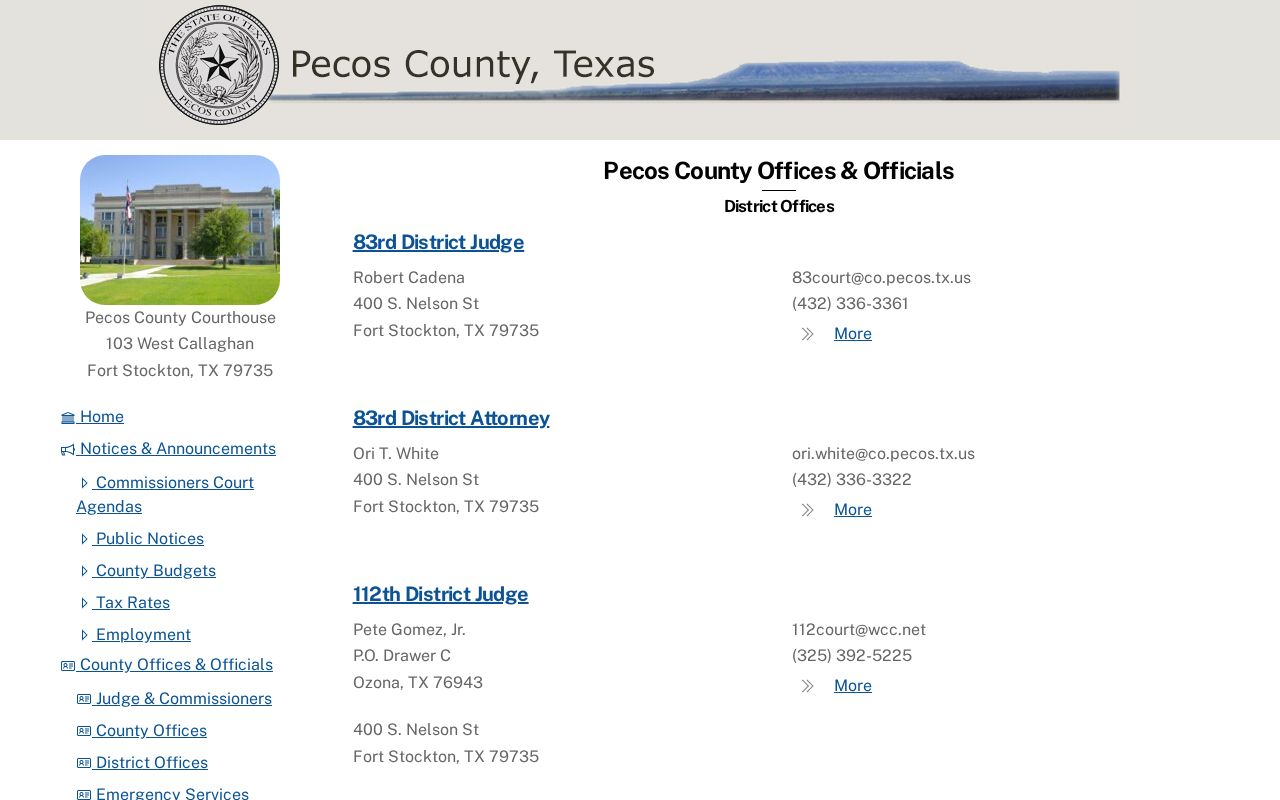 Pecos County court case directory for district courts and clerk