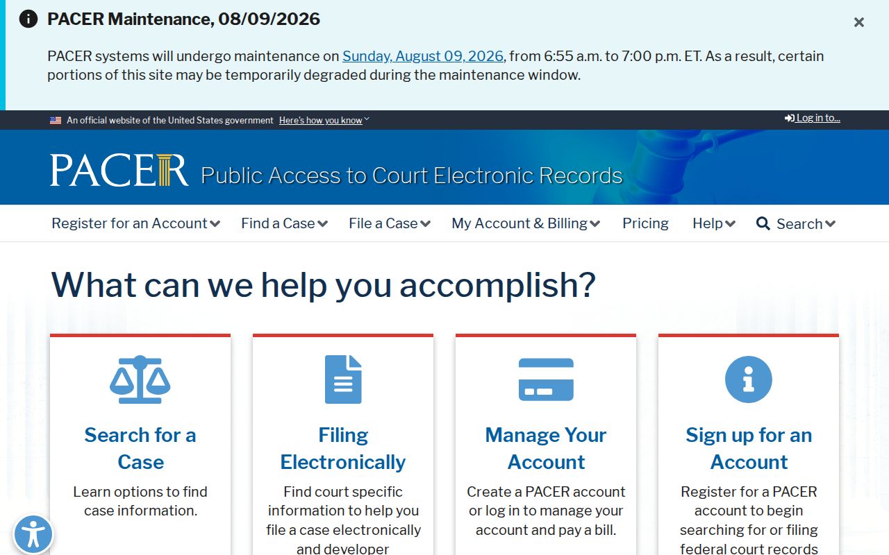 Federal PACER channel separate from Pecos County court cases